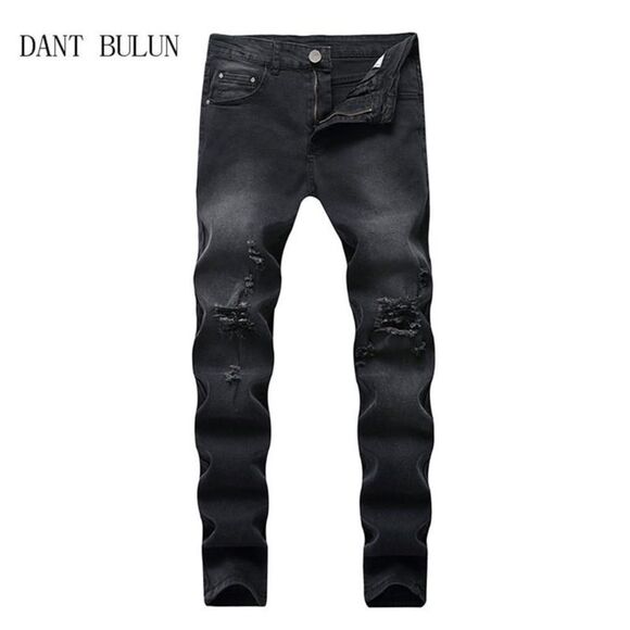 DANT‎ BULUN NWT Men's Slim-Fit Distressed Black Jeans Sz 30 Style & Comfort - Picture 1 of 13